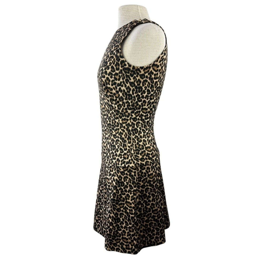 Michael Kors Leopard Print Dress Sleeveless Pleated Skirt Zipper Shoulder Size 2 - Picture 10 of 16